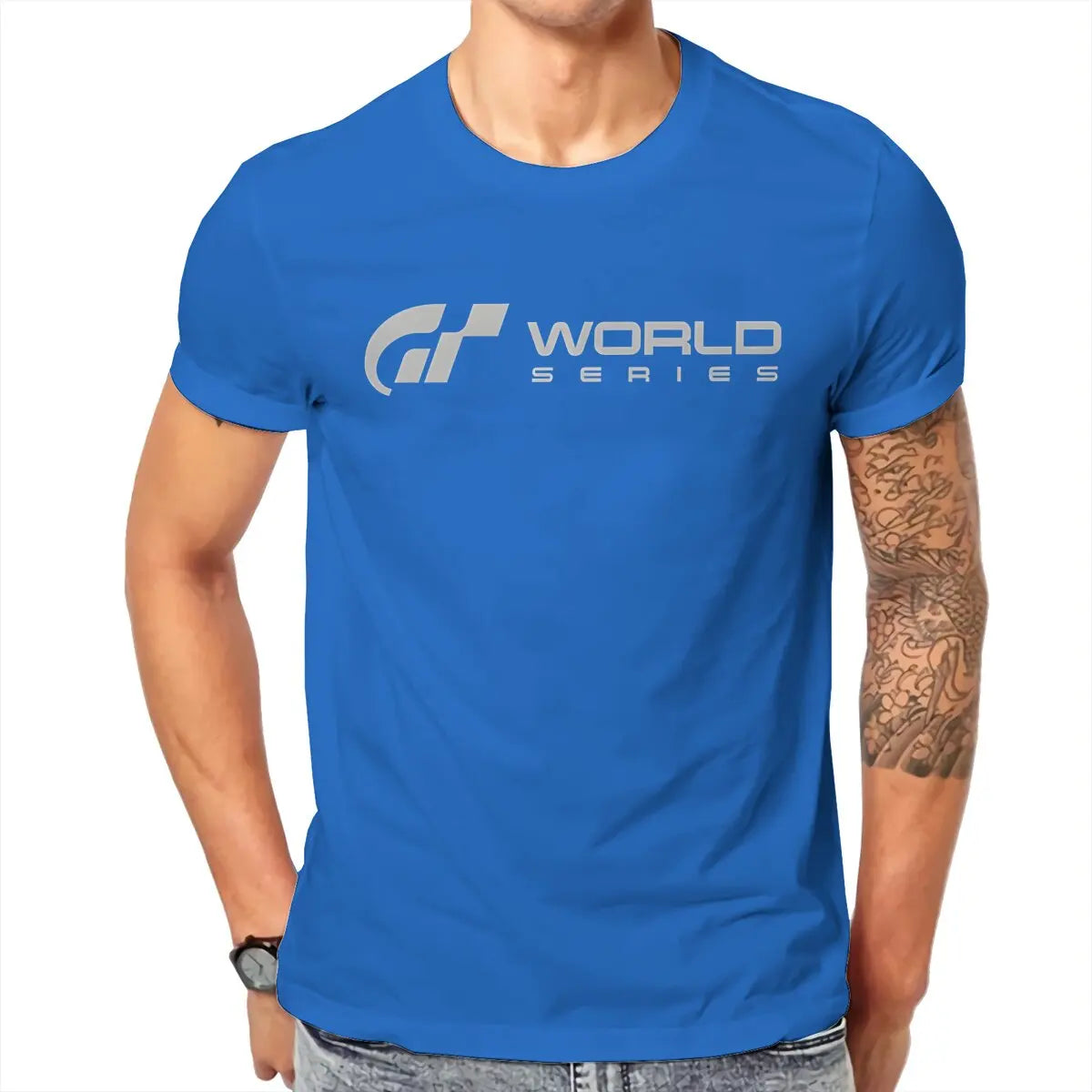 Gran Turismo World Series Grey Tshirt Graphic Men Tops Vintage Summer Cotton Streetwear T Shirt