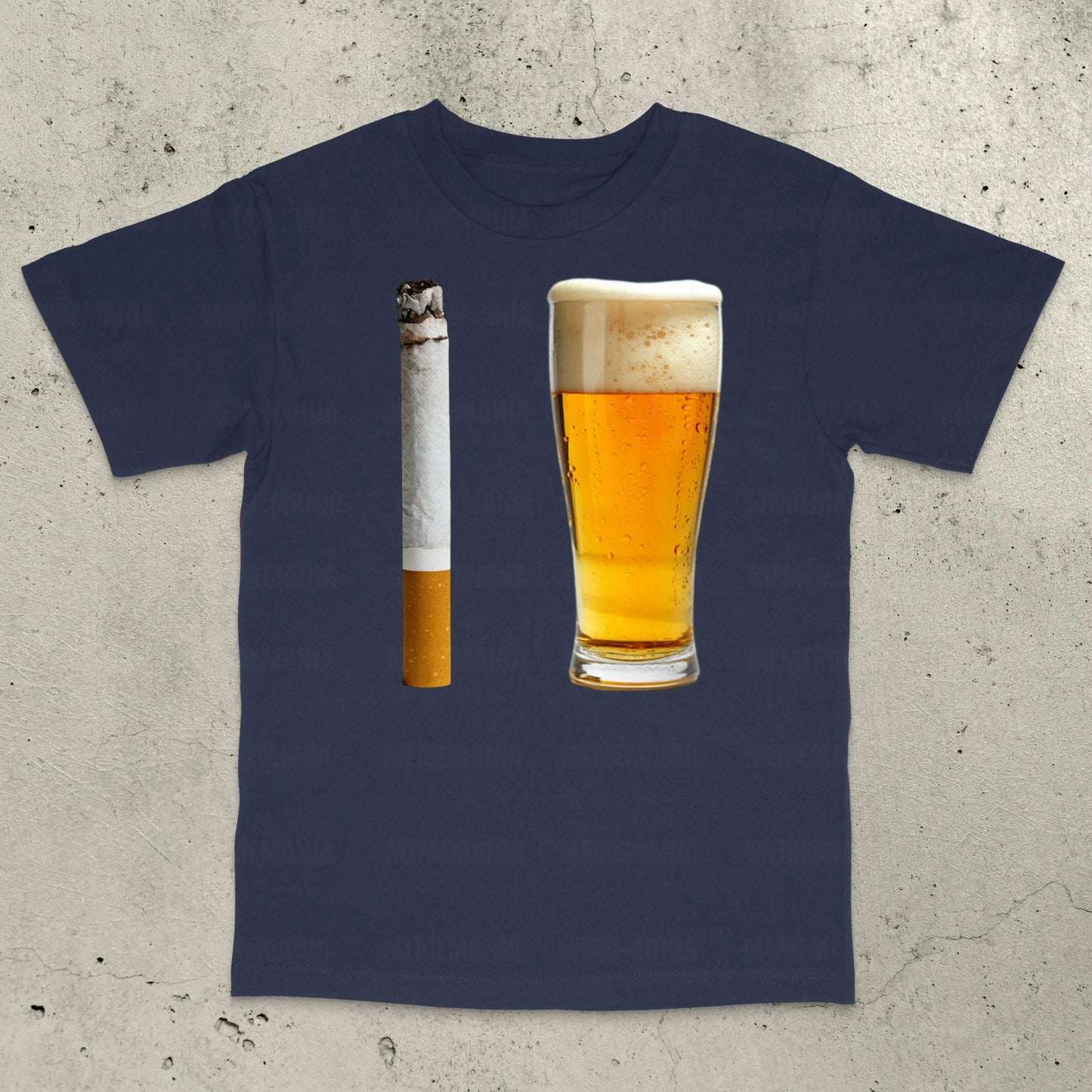 Beer and Cigarette Graphic Funny Shirt Funny Party Shirt Silly Internet Meme Graphic Shirt Men's and Women's Cotton T-shirt