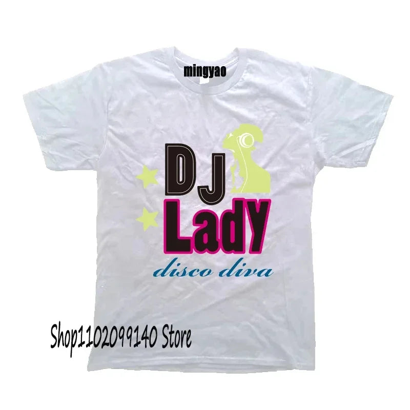 Retro Dj Headphones T Shirt Graphic Streetwear Short Sleeve O-Neck Harajuku Music Techno T-shirt Funny Men Clothing for Ladies