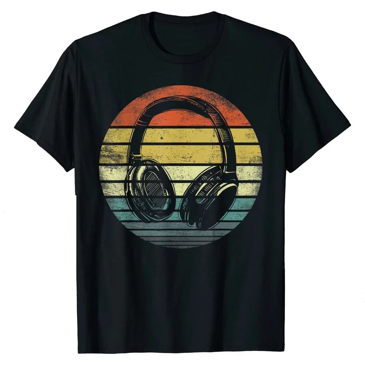 Retro Dj Headphones T Shirt Graphic Streetwear Short Sleeve O-Neck Harajuku Music Techno T-shirt Funny Men Clothing for Ladies