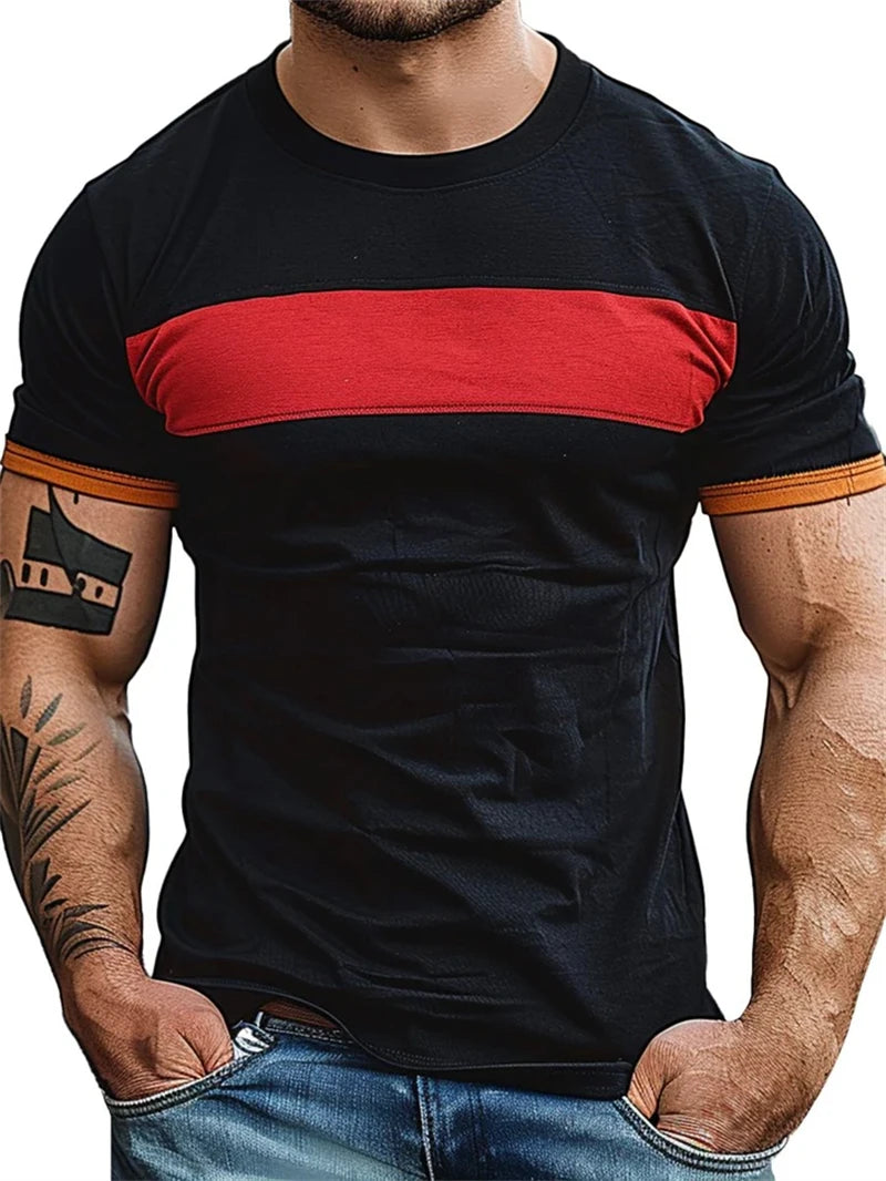 Retro Stripe Graphic T Shirts for Men Fashion Summer Short Sleeve 3D Printed T-shirts Trend Streetwear Oversized Pullovers Tees