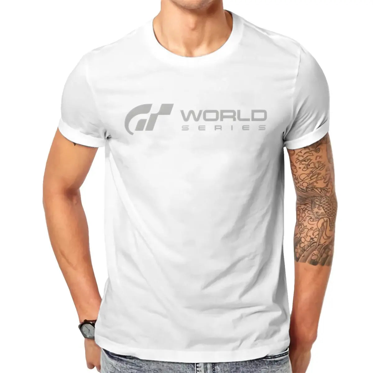 Gran Turismo World Series  Grey Tshirt Graphic Men Tops Vintage Summer Cotton Streetwear T Shirt
