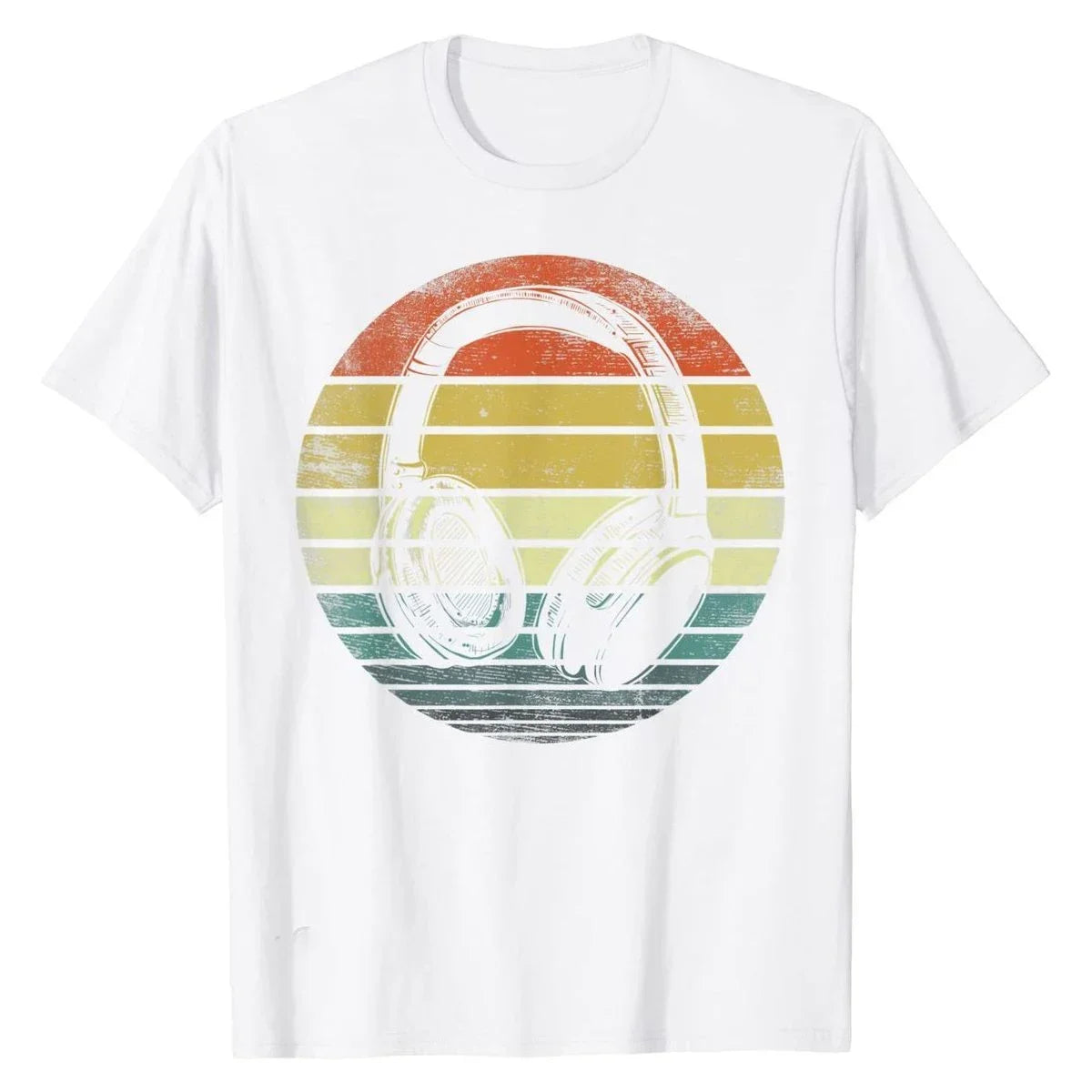 Retro Dj Headphones T Shirt Graphic Streetwear Short Sleeve O-Neck Harajuku Music Techno T-shirt Funny Men Clothing for Ladies