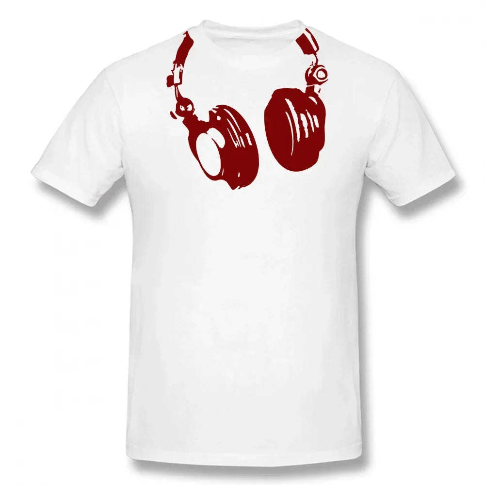 Retro Dj Headphones T Shirt Graphic Streetwear Short Sleeve O-Neck Harajuku Music Techno T-shirt Funny Men Clothing for Ladies