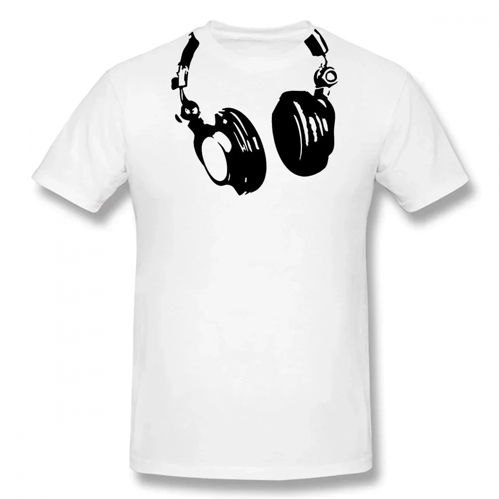 Retro Dj Headphones T Shirt Graphic Streetwear Short Sleeve O-Neck Harajuku Music Techno T-shirt Funny Men Clothing for Ladies
