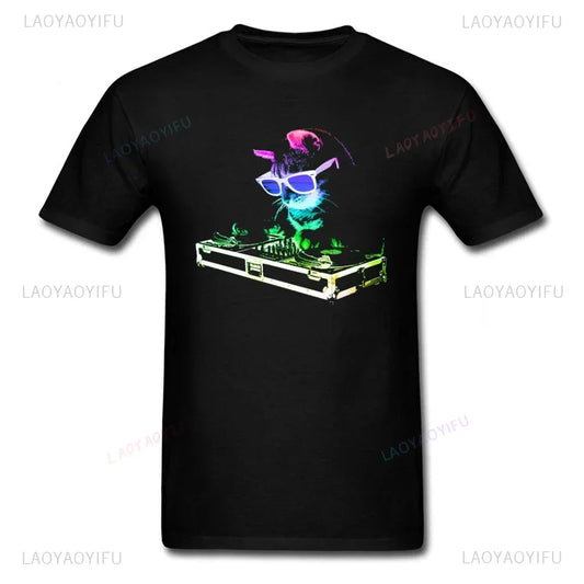Retro Dj Headphones T Shirt Graphic Streetwear Short Sleeve O-Neck Harajuku Music Techno T-shirt Funny Men Clothing for Ladies