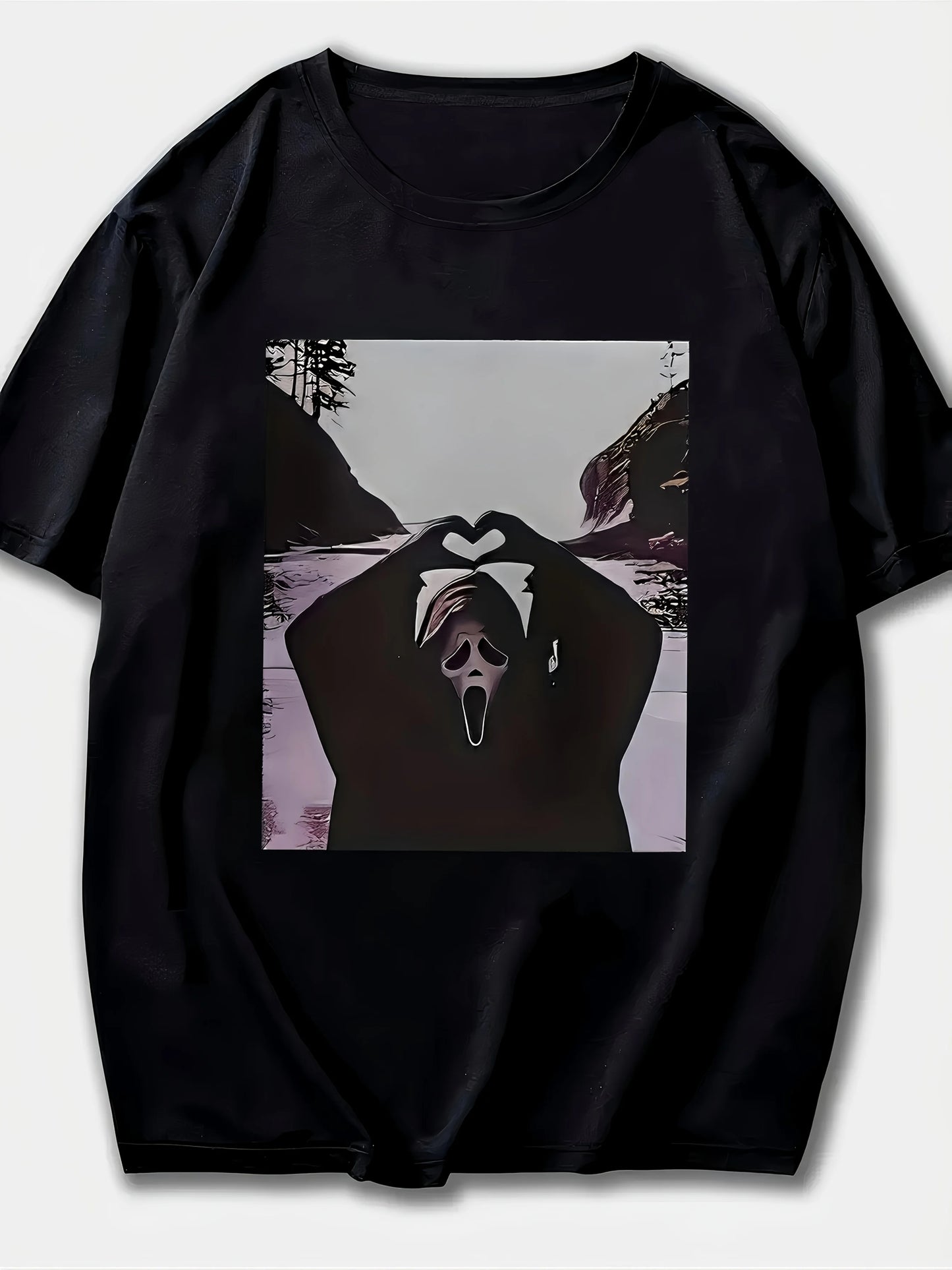 Women's Graphic Print T-Shirt Sleeve Crew Neck Casual with Heart Gesture Design Summer Sleeved Harajuku Streetwear Tops Tees