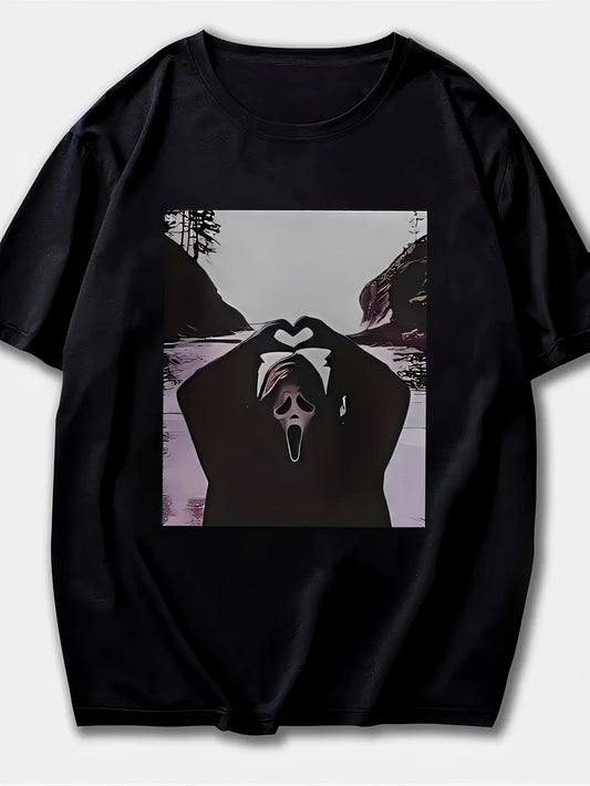 Women's Graphic Print T-Shirt Sleeve Crew Neck Casual with Heart Gesture Design Summer Sleeved Harajuku Streetwear Tops Tees