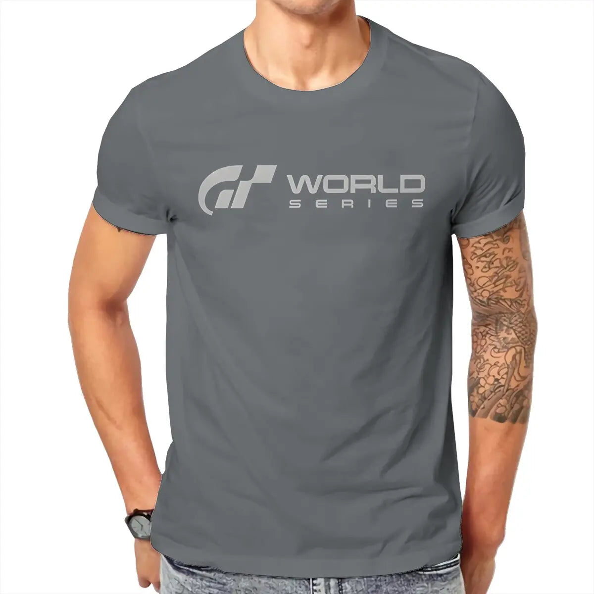 Gran Turismo World Series  Grey Tshirt Graphic Men Tops Vintage Summer Cotton Streetwear T Shirt