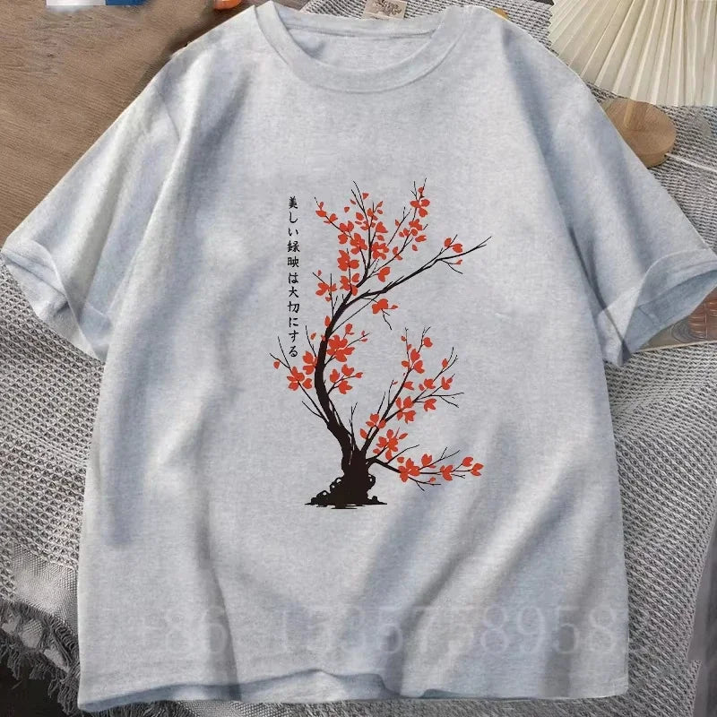 Cherry Graphic Print T Shirts Men'S Cotton T-Shirt  Casual Short-Sleeve Tee Tops Tshirts Summer Clothing