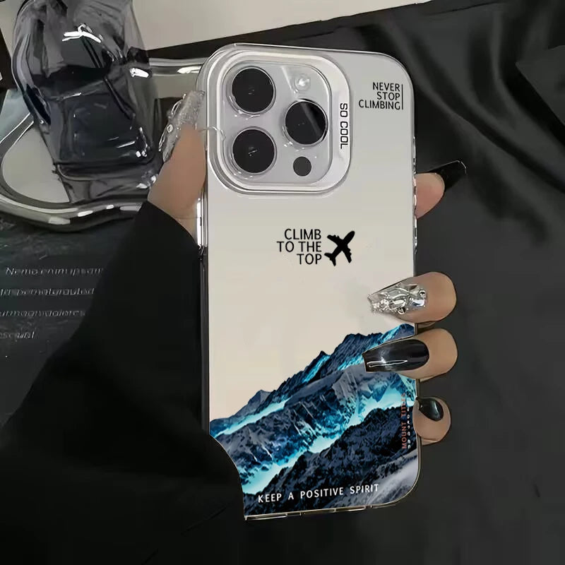 Mountain Peak Aircraft Phone Case for IPhone 17 16 14 15 11 12 13 Pro Max 16E 7 8 15 16 Plus 17 Air Shockproof Sunset IMD Cover