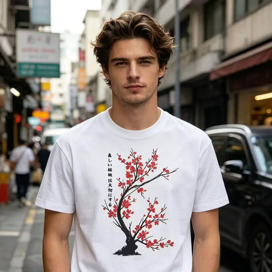 Cherry Graphic Print T Shirts Men'S Cotton T-Shirt  Casual Short-Sleeve Tee Tops Tshirts Summer Clothing
