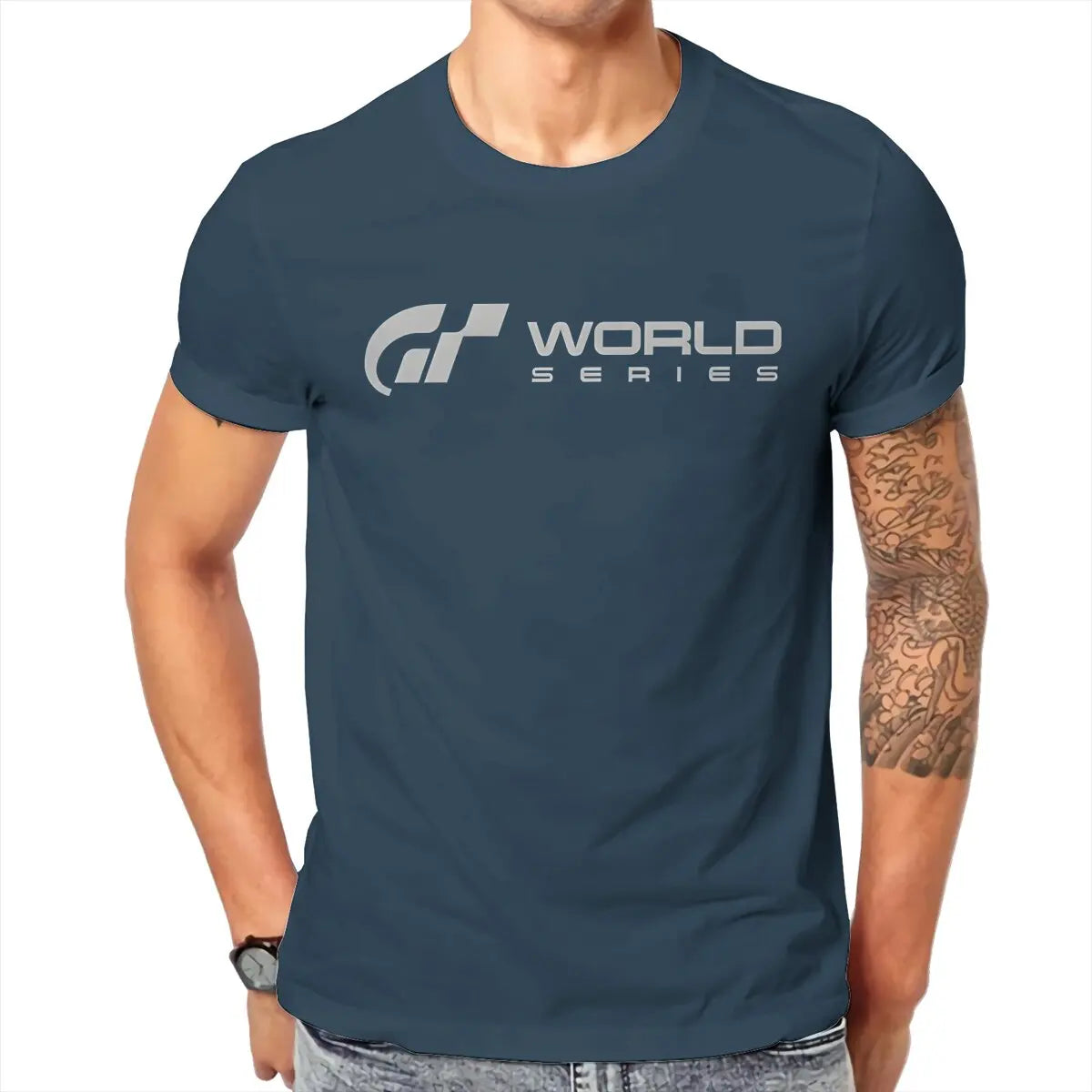 Gran Turismo World Series  Grey Tshirt Graphic Men Tops Vintage Summer Cotton Streetwear T Shirt
