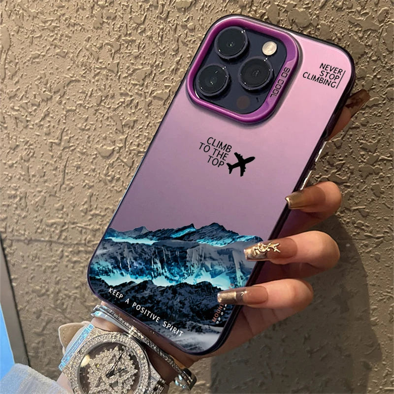Mountain Peak Aircraft Phone Case for IPhone 17 16 14 15 11 12 13 Pro Max 16E 7 8 15 16 Plus 17 Air Shockproof Sunset IMD Cover