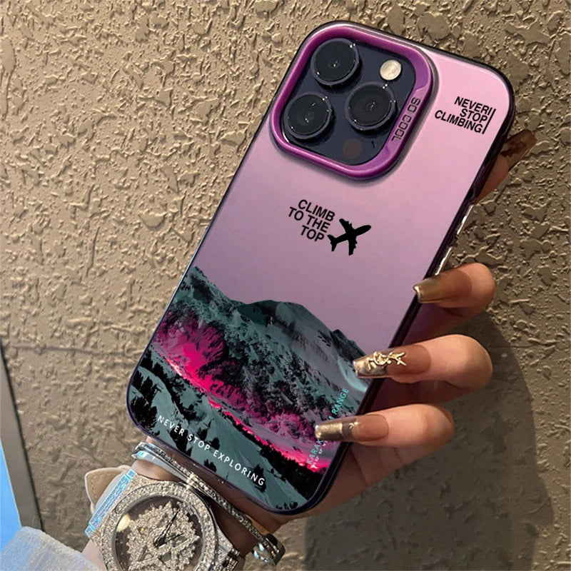 Mountain Peak Aircraft Phone Case for IPhone 17 16 14 15 11 12 13 Pro Max 16E 7 8 15 16 Plus 17 Air Shockproof Sunset IMD Cover