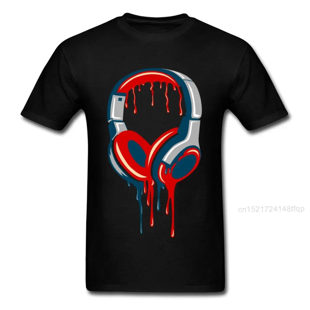 Retro Dj Headphones T Shirt Graphic Streetwear Short Sleeve O-Neck Harajuku Music Techno T-shirt Funny Men Clothing for Ladies