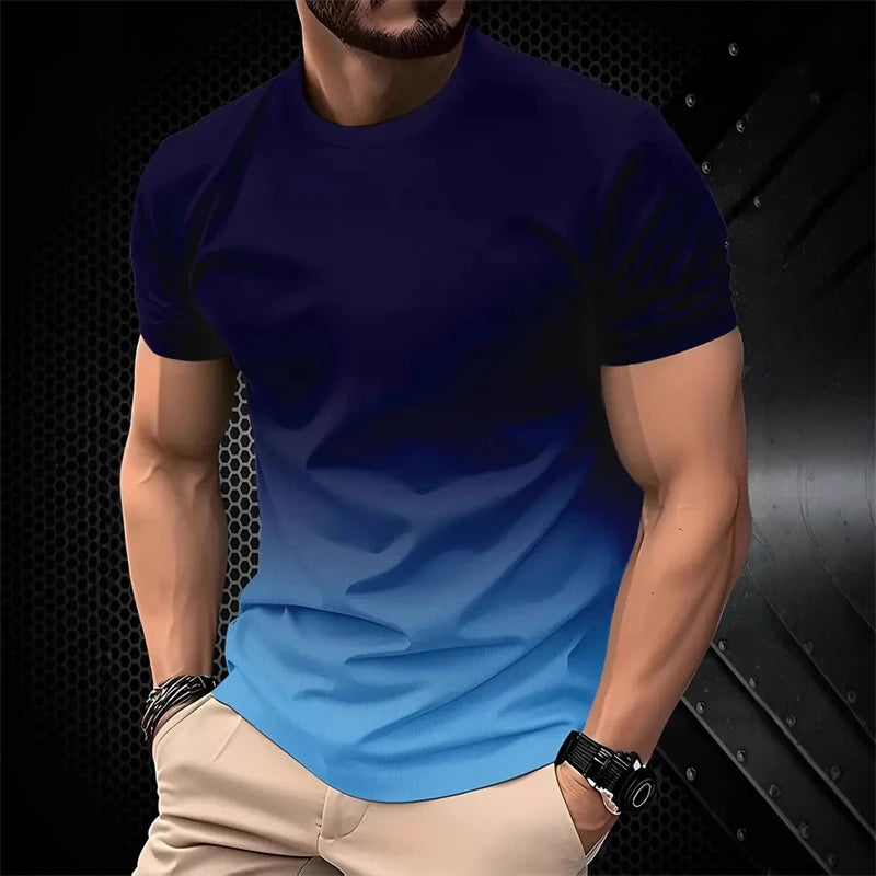 2026 New Striped Graphic T Shirts For Men Summer Fashion Short Sleeve 3D Printed T-shirts Casual Oversized Business Tees Tops