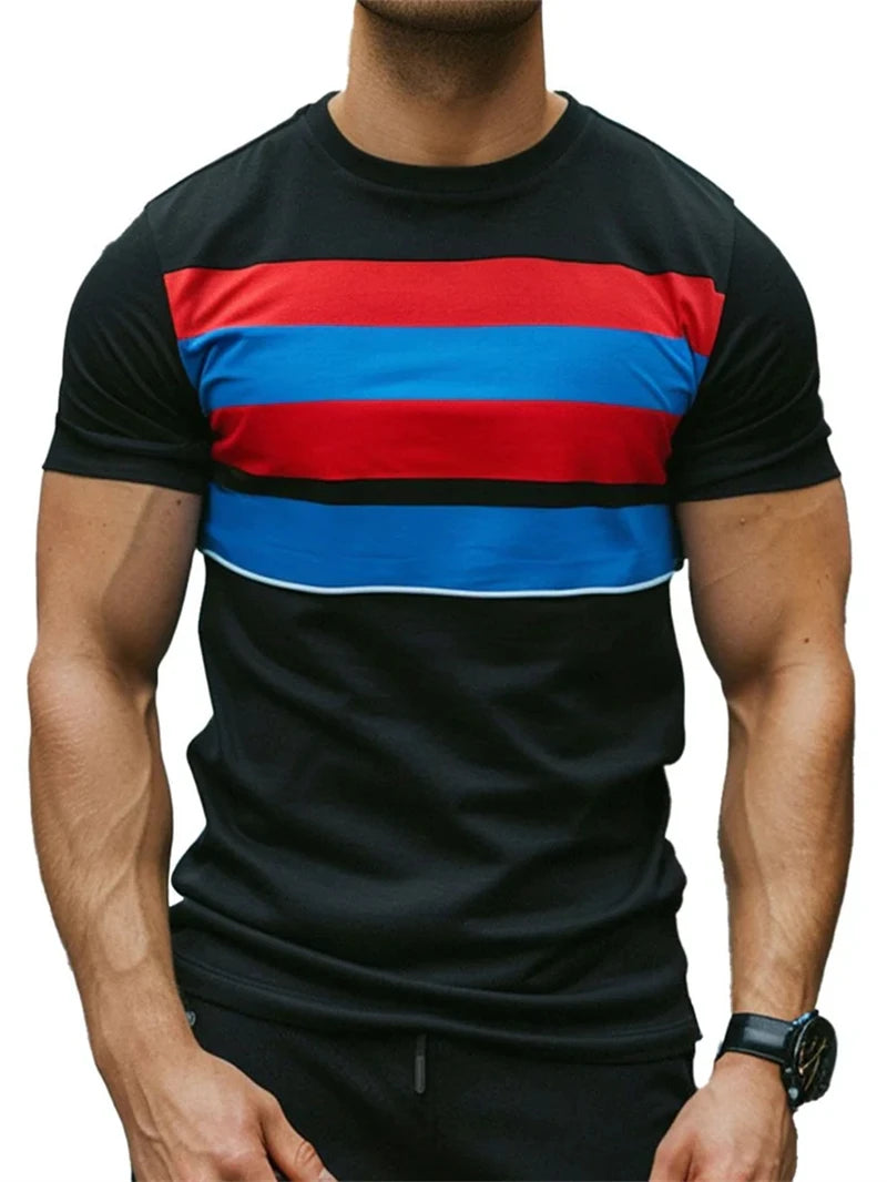 Retro Stripe Graphic T Shirts for Men Fashion Summer Short Sleeve 3D Printed T-shirts Trend Streetwear Oversized Pullovers Tees
