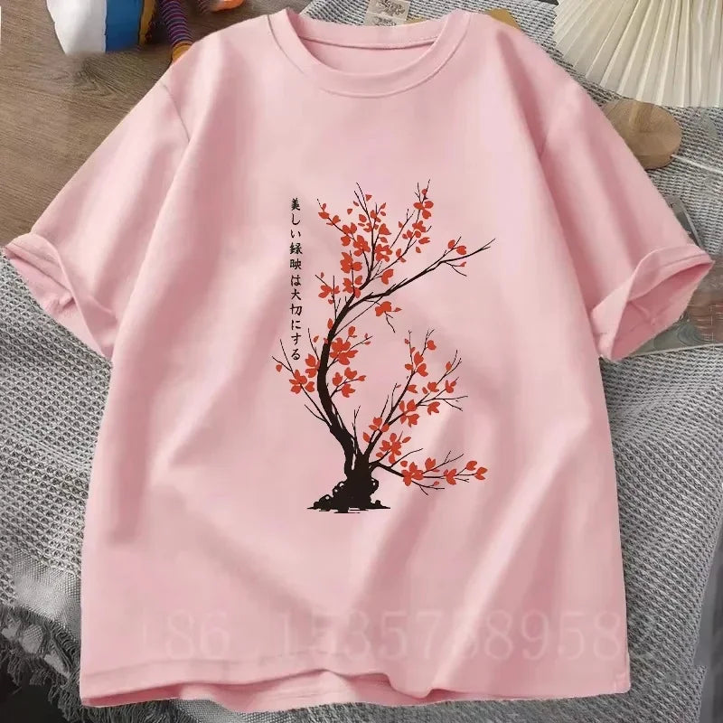 Cherry Graphic Print T Shirts Men'S Cotton T-Shirt  Casual Short-Sleeve Tee Tops Tshirts Summer Clothing