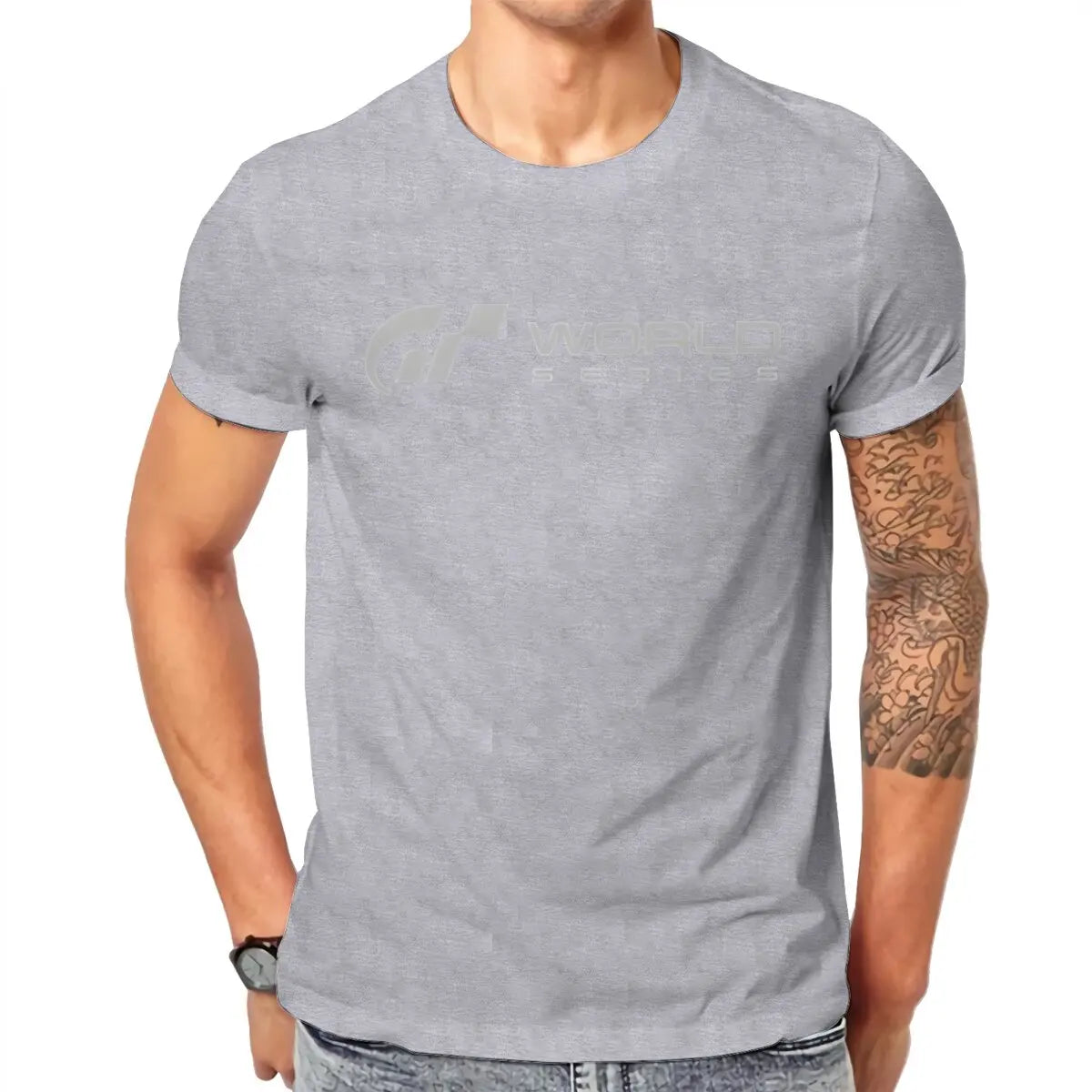Gran Turismo World Series  Grey Tshirt Graphic Men Tops Vintage Summer Cotton Streetwear T Shirt