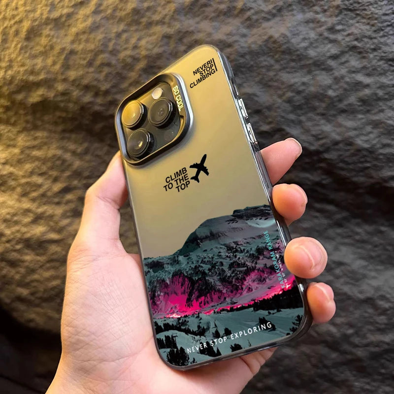 Mountain Peak Aircraft Phone Case for IPhone 17 16 14 15 11 12 13 Pro Max 16E 7 8 15 16 Plus 17 Air Shockproof Sunset IMD Cover
