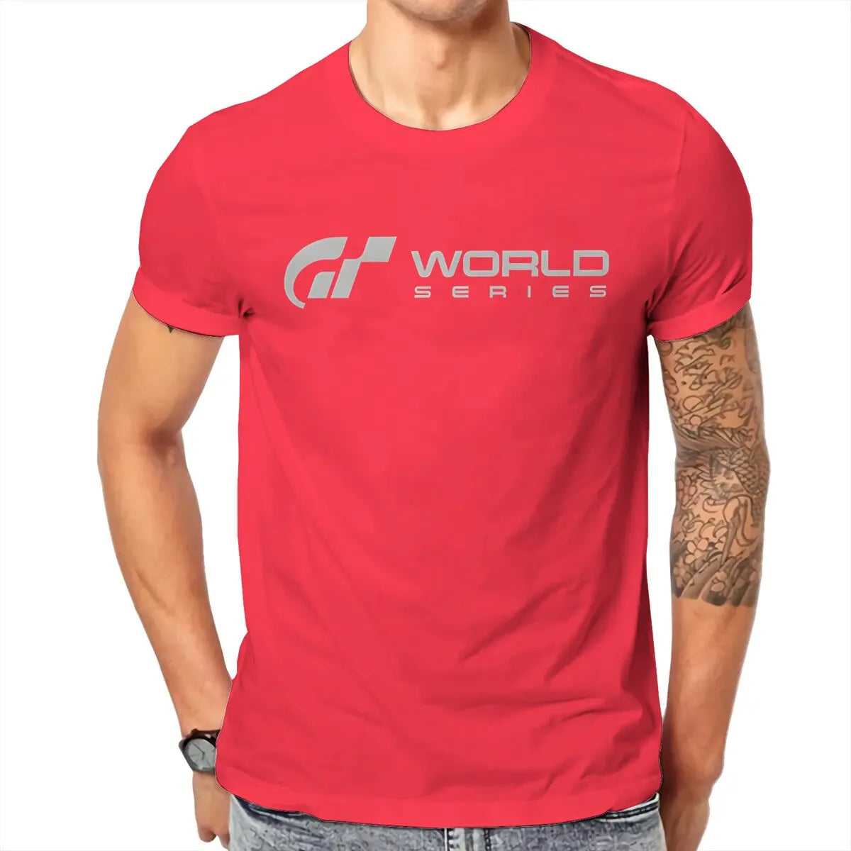 Gran Turismo World Series  Grey Tshirt Graphic Men Tops Vintage Summer Cotton Streetwear T Shirt