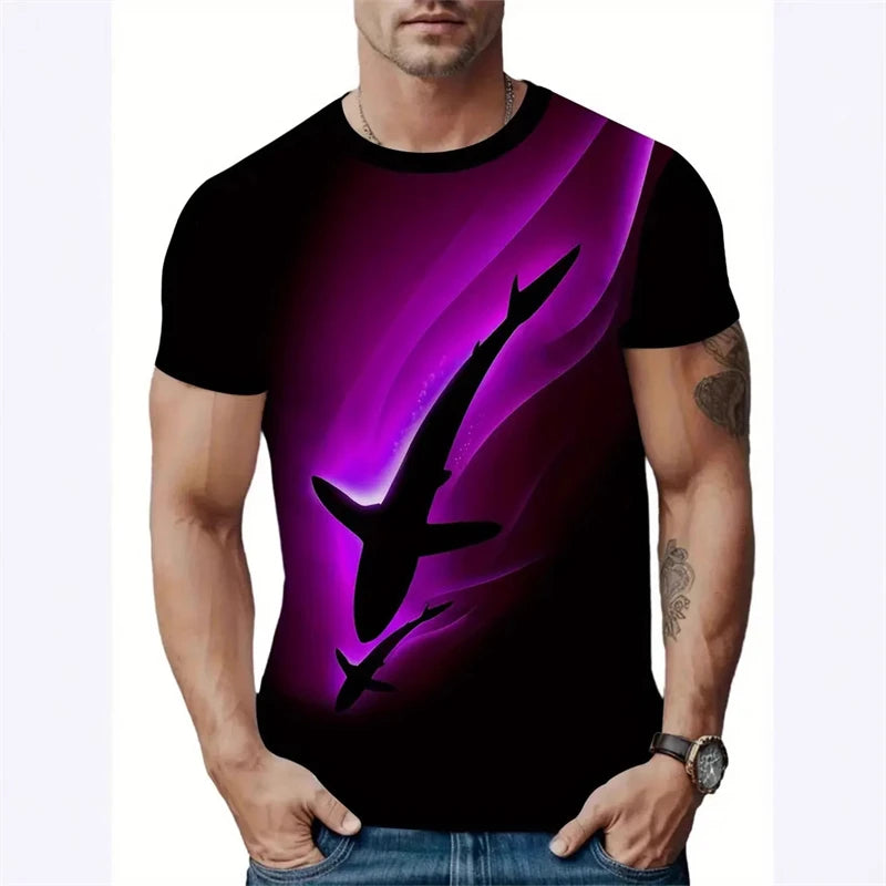 2026 New Striped Graphic T Shirts For Men Summer Fashion Short Sleeve 3D Printed T-shirts Casual Oversized Business Tees Tops