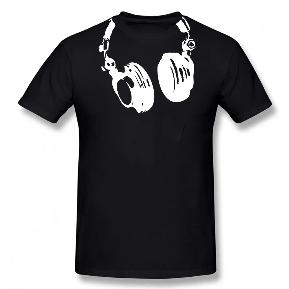 Retro Dj Headphones T Shirt Graphic Streetwear Short Sleeve O-Neck Harajuku Music Techno T-shirt Funny Men Clothing for Ladies
